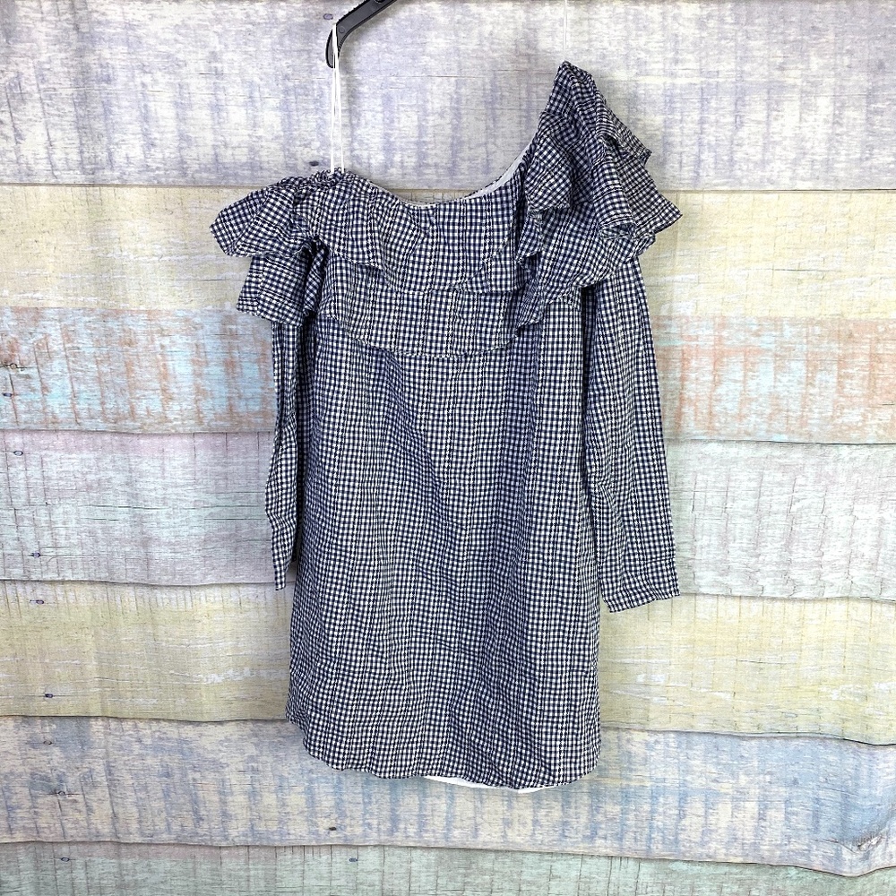 Adelyn Rae Gingham One-Shoulder Ruffle Dress - Picture 3 of 7